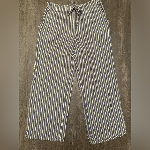 Urban Outfitters Pants - URBAN OUTFITTERS TAN AND GREY STRIPED LINEN BLEND PANTS - Size Medium SKU:442